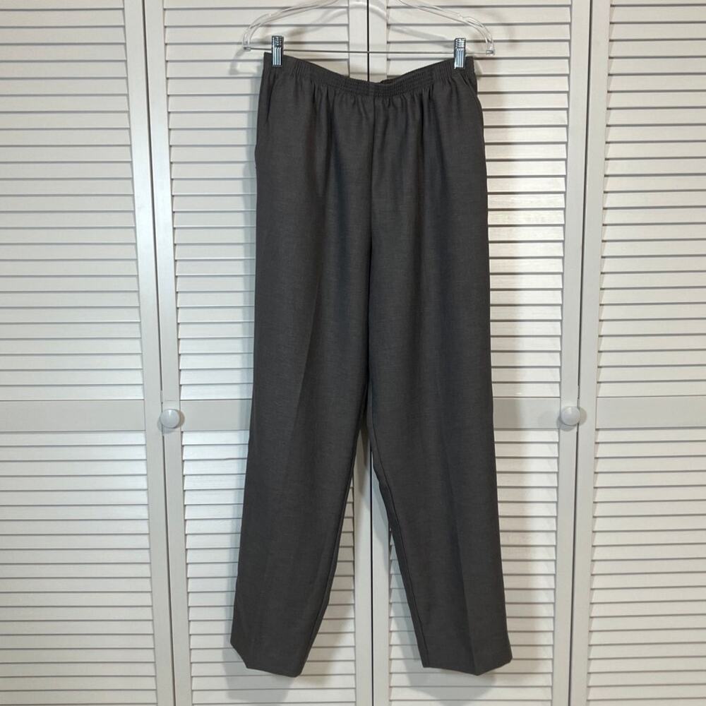 Alfred Dunner Gray Preppy Y2K Straight Leg Pull on Relaxed Trousers Women 14
